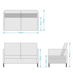 Bankstellen Southwell (3-zitsbank, 2-zit antieke leerlook - Basalt