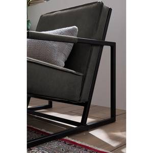 Fauteuil Rhode Aspect cuir vieilli - Basalte