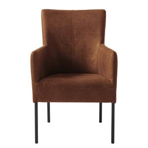 Fauteuil Carnew antieke leerlook - Middel bruin