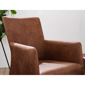 Fauteuil Carnew antieke leerlook - Middel bruin