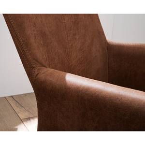 Fauteuil Carnew antieke leerlook - Middel bruin