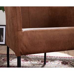 Fauteuil Carnew antieke leerlook - Middel bruin