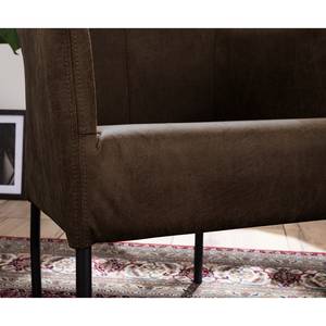 Fauteuil Carnew antieke leerlook - Bruingrijs