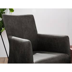 Fauteuil Carnew Aspect cuir vieilli - Basalte