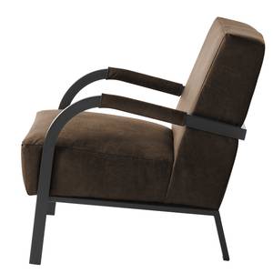 Fauteuil Hoxie antieke leerlook - Bruingrijs