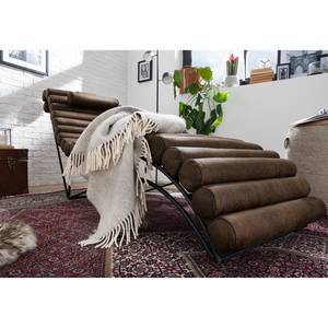 Chaise longue de relaxation Menlo Aspect cuir vieilli - Gris marron