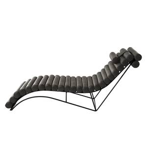 Chaise longue de relaxation Menlo Aspect cuir vieilli - Basalte