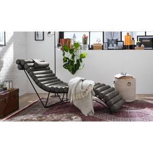 Chaise longue de relaxation Menlo Aspect cuir vieilli - Basalte