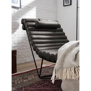 Chaise longue de relaxation Menlo Aspect cuir vieilli - Basalte