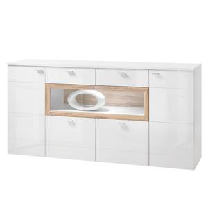 Sideboard Cornhill (inkl. Beleuchtung) Hochglanz Weiß / Eiche Sanremo Dekor