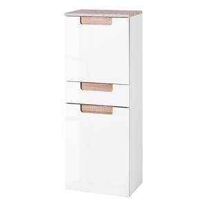 Armoire midi Laris Blanc brillant / Imitation chêne de Sonoma