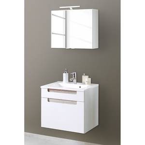 Salle de bain Laris I 3 éléments - Blanc brillant / Imitation chêne de Sonoma