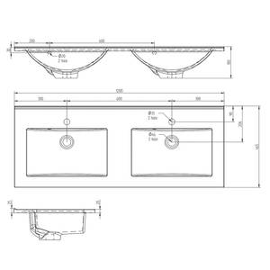 Ensemble pour lavabo Gali (5 éléments) Chêne foncé - 120 cm