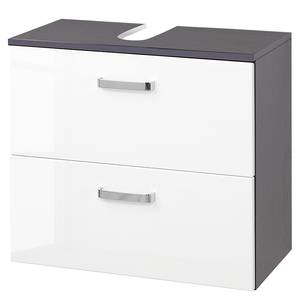 Mobile sottolavabo Zeehan I Bianco/Grigio 60 cm - Bianco lucido / Grafite - Larghezza: 60 cm