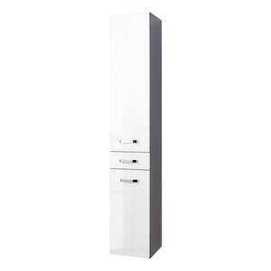 Armoire colonne Zeehan II Blanc / Gris - Blanc brillant / Graphite