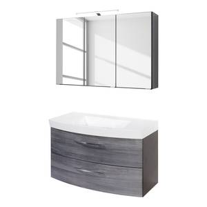 Set mobile lavabo (2 pezzi) Strahan Grigio grafite/Quercia grigio fumo