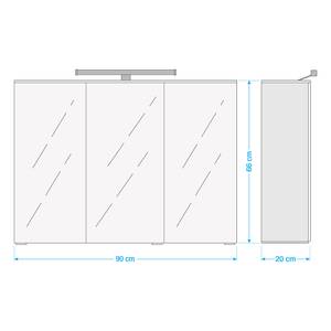 Spiegelschrank Zeehan I Inklusive Beleuchtung - Graphit - Breite: 90 cm