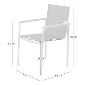 Eetgroep TEAKLINE 7-delig combi D Plus massief teakhout/textileen - zwart