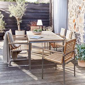 Set di 7 mobili da giardino TEAKLINE A Legno massello di teak / Acciaio inox