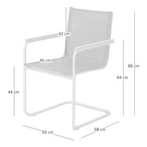 Table & chaises jardin TEAK DELUXE 7 Teck massif / Textile - Noir