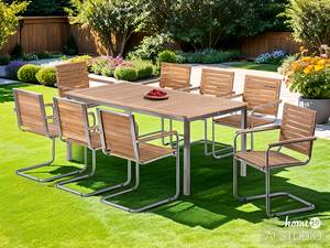 Table et chaises de jardin TEAKLINE 9B Teck massif / Acier inoxydable