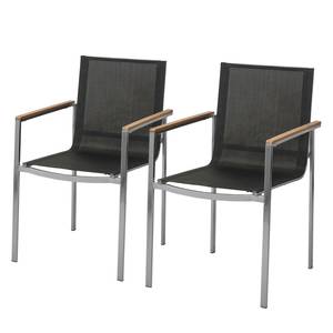 Chaises à accoudoirs TEAKLINE - lot de 2 Lot de 2 - Textilène / Acier inoxydable