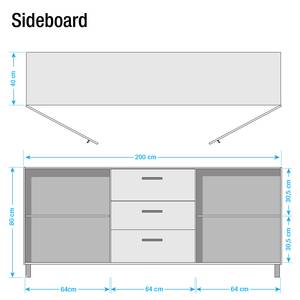 Credenza Woodson Acacia massello/ferro - Acacia Marrone chiaro - Larghezza: 200 cm