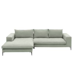 Divano con chaise longue STREAKY BAY Tessuto Caya: grigio menta - Longchair preimpostata a sinistra - Senza funzione letto - Senza Sgabello