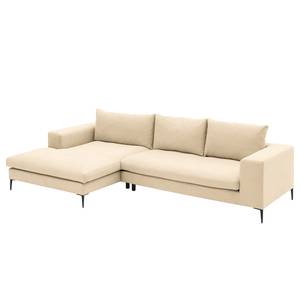 Hoekbank STREAKY BAY met chaise longue Geweven stof Caya: Beige - Longchair vooraanzicht links - Zonder slaapfunctie - Zonder hocker