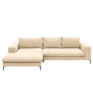 Hoekbank STREAKY BAY met chaise longue Geweven stof Caya: Beige - Longchair vooraanzicht links - Zonder slaapfunctie - Zonder hocker