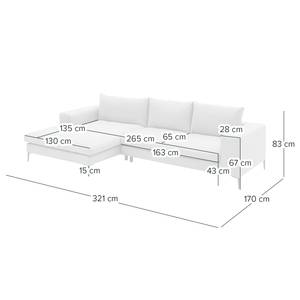 Ecksofa STREAKY BAY mit Longchair Webstoff Caya: Braun - Longchair davorstehend links - Ohne Schlaffunktion - Ohne Hocker