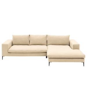 Hoekbank STREAKY BAY met chaise longue Geweven stof Caya: Beige - Longchair vooraanzicht rechts - Zonder slaapfunctie - Zonder hocker