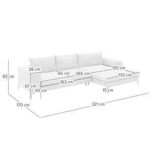 Hoekbank STREAKY BAY met chaise longue Geweven stof Caya: Bruin - Longchair vooraanzicht rechts - Zonder slaapfunctie - Zonder hocker