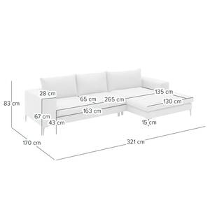 Divano con chaise longue STREAKY BAY Tessuto Caya: antracite - Longchair preimpostata a destra - Senza funzione letto - Senza Sgabello