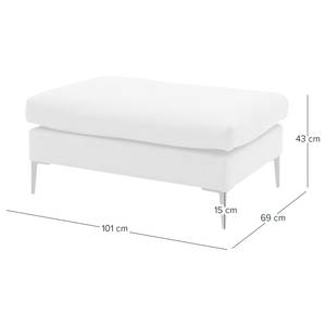 Hoekbank STREAKY BAY met chaise longue Geweven stof Caya: Mintgrijs - Longchair vooraanzicht links - Zonder slaapfunctie - Met hocker