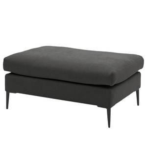 Hoekbank STREAKY BAY met chaise longue Geweven stof Caya: Antracietkleurig - Longchair vooraanzicht links - Zonder slaapfunctie - Met hocker