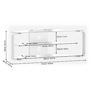 Support TV CU-MR (avec éclairage) Aluminium / Verre - Largeur : 114 cm