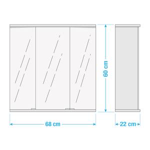 Armoire avec miroir Funa LED Blanc - Bois manufacturé - Verre - 68 x 60 x 22 cm