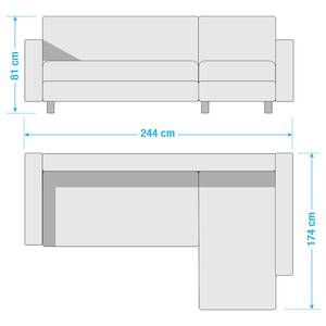 Ecksofa Aarhus I Kunstleder / Strukturstoff - Grau / Weiß