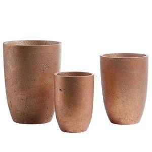 Pots de fleurs LOW (lot de 3) Pierre / matière plastique - Cuivre