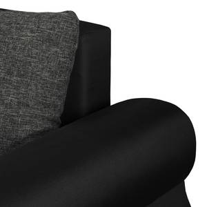 Canapé d'angle Samuro (convertible) Tissage à plat / Tissu structuré - Noir / Gris - Méridienne courte à droite (vue de face)