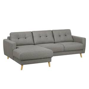 Ecksofa SOLA mit Longchair Webstoff Luba: Grau - Longchair davorstehend links - Ohne Schlaffunktion