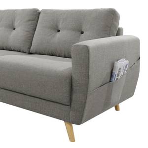 Ecksofa SOLA mit Longchair Webstoff Luba: Grau - Longchair davorstehend links - Ohne Schlaffunktion