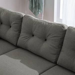 Canapé d’angle SOLA Tissage à plat - Tissu Luba: Gris - Méridienne courte à gauche (vue de face) - Sans fonction couchage