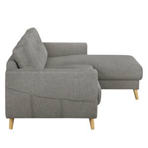 Ecksofa SOLA mit Longchair Webstoff Luba: Grau - Longchair davorstehend rechts - Ohne Schlaffunktion