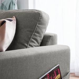 Hoekbank SOLA met chaise longue Geweven stof Luba: Grijs - Longchair vooraanzicht links - Met slaapfunctie