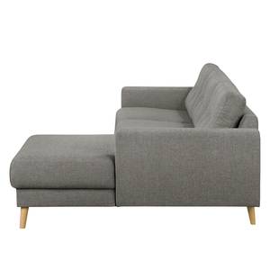 Ecksofa SOLA mit Longchair Webstoff Luba: Grau - Longchair davorstehend rechts - Mit Schlaffunktion