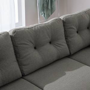 Canapé d’angle SOLA Tissage à plat - Tissu Luba: Gris - Méridienne courte à droite (vue de face) - Avec fonction couchage
