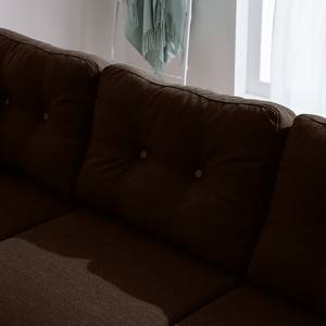 Canapé d’angle SOLA Tissage à plat - Tissu Luba: Marron foncé - Méridienne courte à gauche (vue de face) - Avec fonction couchage