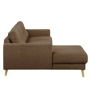 Ecksofa SOLA mit Longchair Webstoff Luba: Hellbraun - Longchair davorstehend links - Mit Schlaffunktion